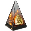 ZNICZ LED efekt płomienia LAMPION na GRÓB cmentarz SZKLANY  ZŁOTY JEZUS