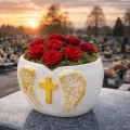 Donica cmentarna SERCE ANIOŁ SKRZYDŁA krzyż dekoracja grób DONICZKA