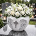 Donica cmentarna SERCE ANIOŁ SKRZYDŁA krzyż dekoracja grób DONICZKA
