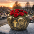 Donica cmentarna SERCE ANIOŁ SKRZYDŁA krzyż dekoracja grób DONICZKA