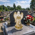 FIGURKA ANIOŁ Grób Duża 50cm Złoto-Biała Ozdoba Cmentarz dekoracja nagrobna