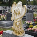 FIGURKA ANIOŁ Grób Duża 50cm Złoto-Biała Ozdoba Cmentarz dekoracja nagrobna