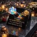 Znicze ZNICZ SOLARNY NA cmentarz GRÓB LED RÓŻA BIAŁY + RGB duży LAMPION