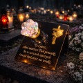 Znicze ZNICZ SOLARNY NA cmentarz GRÓB LED RÓŻA BIAŁY + RGB duży LAMPION