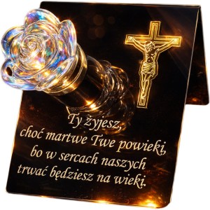 Znicze ZNICZ SOLARNY NA cmentarz GRÓB LED RÓŻA BIAŁY + RGB duży LAMPION