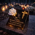 Znicze ZNICZ SOLARNY NA cmentarz GRÓB LED RÓŻA BIAŁY + RGB duży LAMPION