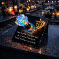 Znicze ZNICZ SOLARNY NA cmentarz GRÓB LED RÓŻA BIAŁY + RGB duży LAMPION