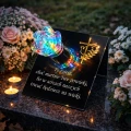 Znicze ZNICZ SOLARNY NA cmentarz GRÓB LED RÓŻA BIAŁY + RGB duży LAMPION