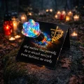 Znicze ZNICZ SOLARNY NA cmentarz GRÓB LED RÓŻA BIAŁY + RGB duży LAMPION